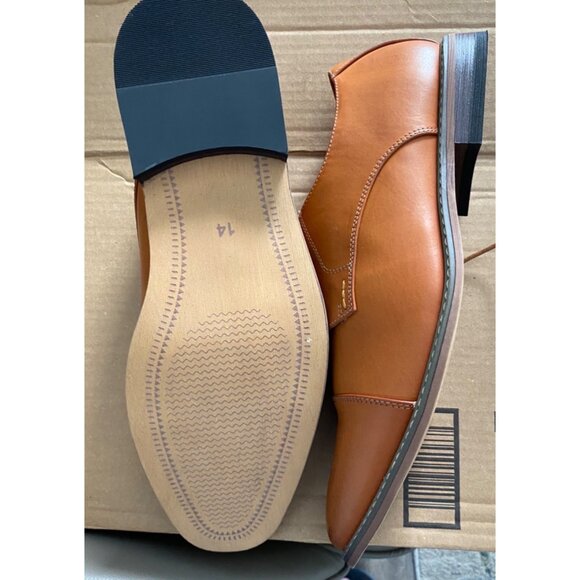 Mens Vostey Brown Leather Oxford Dress Shoes Size 14 With Cap Toe Design & Comfo - Picture 4 of 5